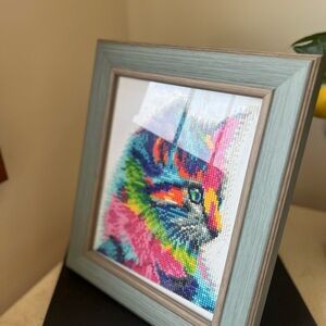 Home elegant teal home decor wall frame cat picture new